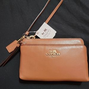 Coach brown wristlet